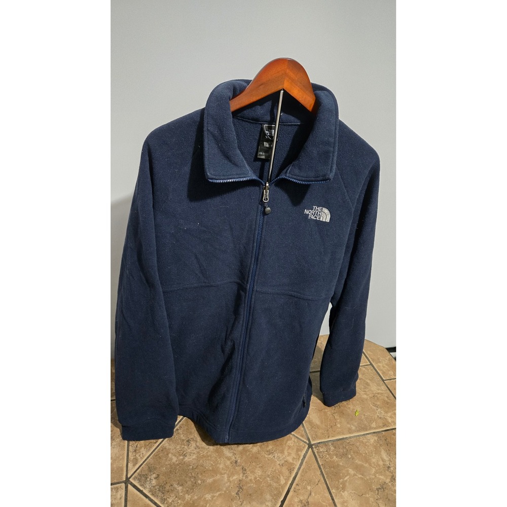 Mens North Face Zipper Front Navy Blue Fleece Jacket Size XL